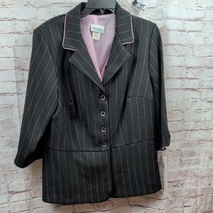 Ultra Dress Black Pinstripe Women's Blazer Jacket 16W Nwt New